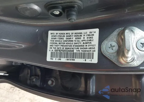 2014 Honda Civic Ex from USA, damaged, VIN 19XFB2F82EE244549